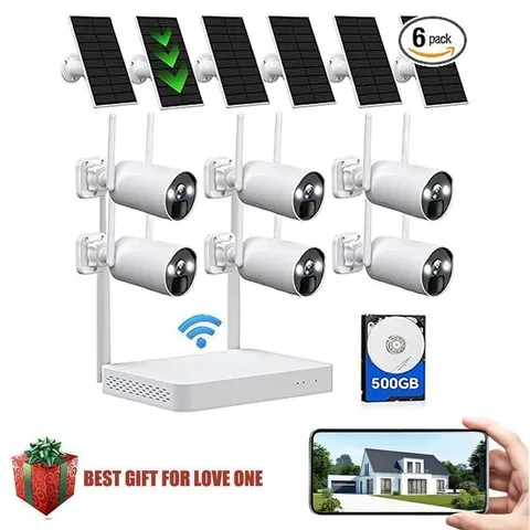 Home CCTV 4MP Outdoor Solar Wireless Security Camera System  10CH NVR 500G HDD