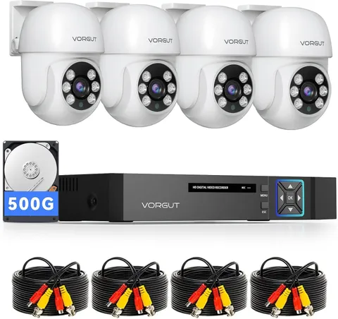 Wired Security Camera System 4CH 5MP Pan Tilt DVR 500GB