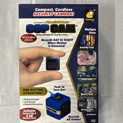 Atomic Beam Cop Cam Wireless Motion HD 720p Night Vision Audio, 8GB Blue