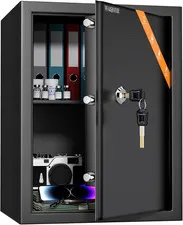 High Security Home Safe Box - 2.2 Cu Ft Steel Lock for Cash, Jewelry & More