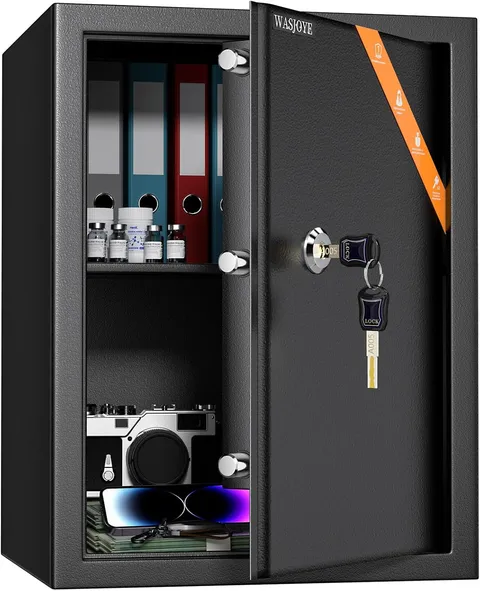 High Security Home Safe Box - 2.2 Cu Ft Steel Lock for Cash, Jewelry & More