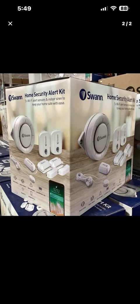 Swann Home Security Alert Kit Wi-Fi Door & Window Sensors Indoor Siren White
