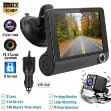 1080P Car DVR Dash Camera 3 Lens Front and Rear Video Recorder Camera G-sensor