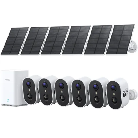 aosu 2K Solar Security Camera System 6 Camera Wireless Outdoor Surveillance Kit