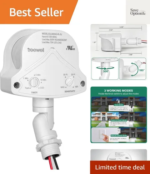 240-Degree Replacement Motion Detector, Adjustable Time & Detection Sensitivi...
