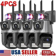 4 Camara De Seguridad 4MP WIFI 360° Para Casa Exterior Con Vision Nocturna Audio