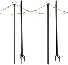 Holiday Styling Outdoor String Light Poles - Metal Patio Lighting Accessory