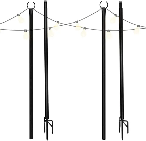 Holiday Styling Outdoor String Light Poles - Metal Patio Lighting Accessory