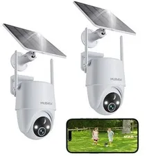 2K Solar Security Cameras Wireless Outdoor, 360° PTZ Battery Powered Outdoor ...