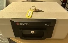 Sentry 1100 Small Fire Resistant Safe Key Lock 1/2 Hr UL Gray Metal 4 Keys