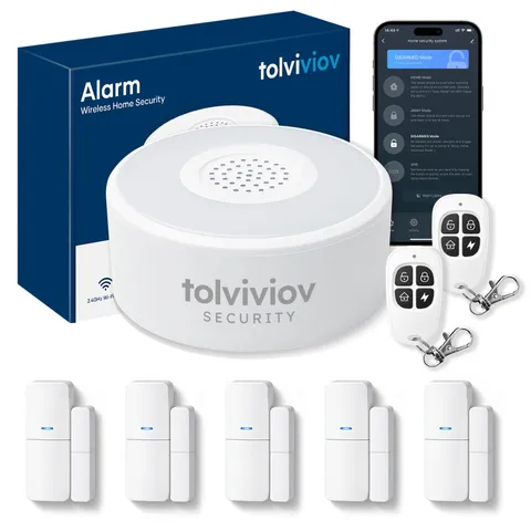 WiFi Home Security System, 8-Piece Alarm Kit with 120dB Siren & Sensors