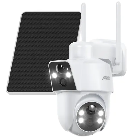 ANRAN Dual-Lens Security Cameras Solar Wireless Home Pan/Tilt Color Night Vision