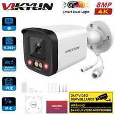 VIKYLIN POE IP Camera 4K 8MP Security Dual Light Color Human Detection Outdoor