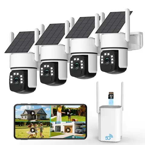 Solar Security Cameras Wireless Outdoor,4 Cam-Kit,Solar-Powered,No...