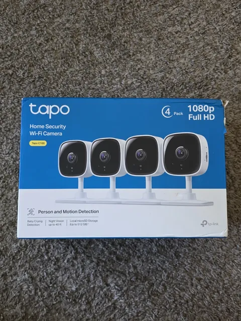 Tapo 1080P Indoor Wired Security Camera 4 Pack Night Vision Audio Alexa C100