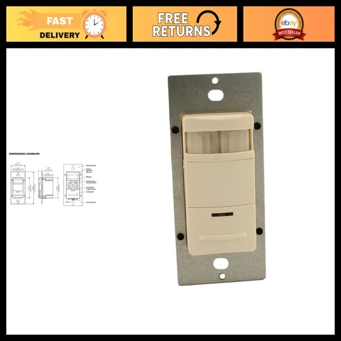 Multi-Technology Ceiling Mount Occupancy Sensor, 1000SF Range, Light Almond