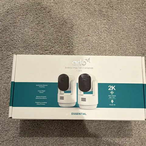 Arlo Essential Indoor Pan/Tilt Camera 2K Wi-Fi Motion Tracking 2-Pack White