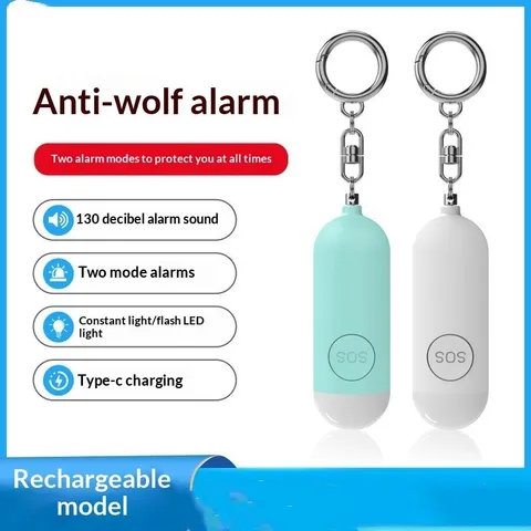 130DB Rechargeable Personal Safety Alarm Keychain Loud Emergency Alert