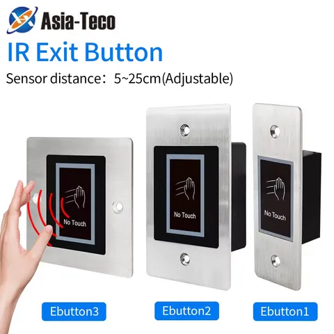 Metal Backlight Infrared Touchless Exit Release Switch Button No Touch Switch IP