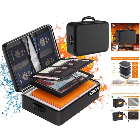 Luxury 5200°F Fireproof Document Organizer with Lock - Water-Resistant Storage