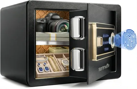 Biometric Fingerprint Safe Keypad Code Access & Backup Keys Quick Access Digital