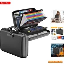 Ultimate Fireproof & Water-Resistant Document Box – 13 Pocket Accordion Storage