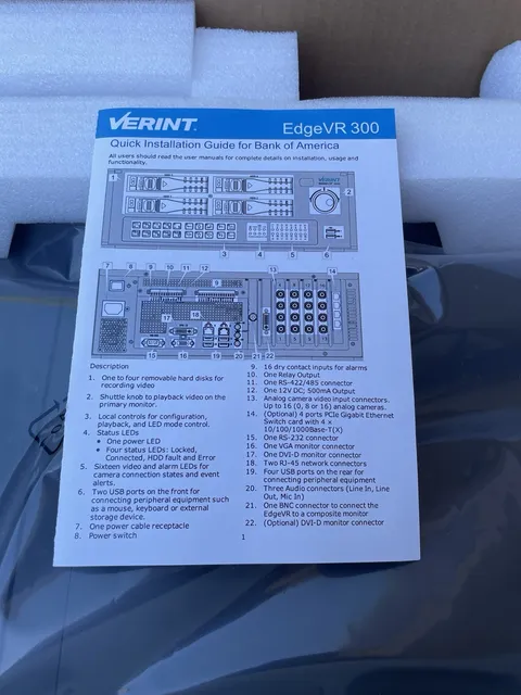 Verint Edge VR 300 79-300-6465 Network Video Recorder New!!