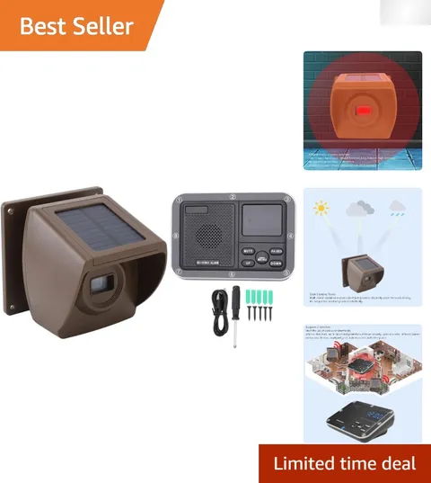 Solar Driveway Alarm Wireless 1800ft Range, Outdoor Motion Detector Weatherproof
