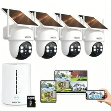 ARCCTV Wireless Security Camera System Solar Battery Powered Outdoor 2 Way Audio