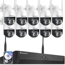 JENNOV 5MP WiFi Outdoor Home NVR Security Camera Kit 1TB HDD 30m Night Vision