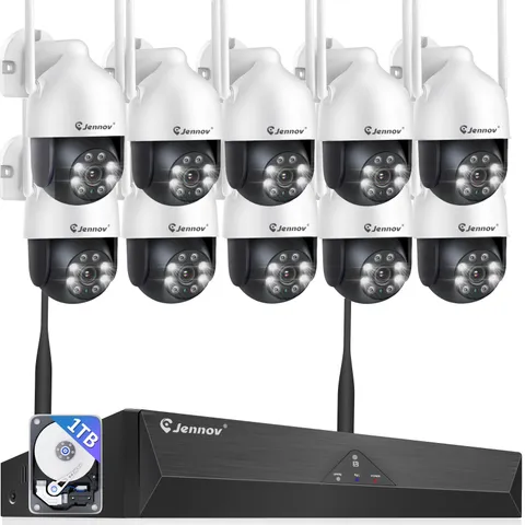 JENNOV 5MP WiFi Outdoor Home NVR Security Camera Kit 1TB HDD 30m Night Vision