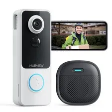 1080p Wireless Video Doorbell with Chime, No Subscription