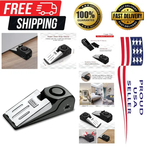 Dual Function Door Stop Alarm with 120DB Siren - Easy & Effective Security