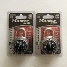 Lot of 2  New Master Lock Padlock Combination  3-Digit Lock # 1500D Black