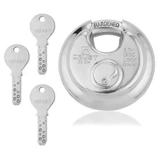 Blue Space Locks Key Disc Padlock 90mm (Silver, Polished Finish)