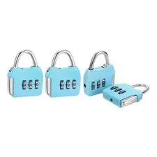 4Pcs Resettable 3 Digit Combination Lock Code Padlock, Sky Blue (47 x 36mm)