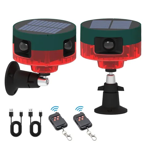 ChunHee Solar Motion Sensor Alarm Outdoor, Dog Barking & Gunshot Sounds & Rec...