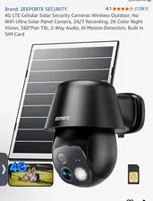 ZEEPORTE SECURITY 4G LTE Solar PTZ Outdoor Camera 2K Color Night, 2-Way