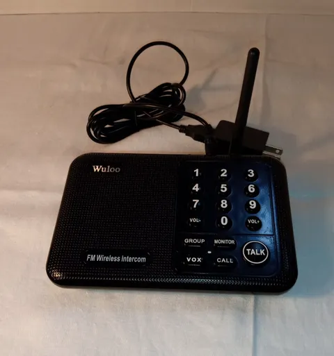 Wuloo FM Wireless Intercom System 10 Channel 3 Code 1 Mile Range w/ Adapter
