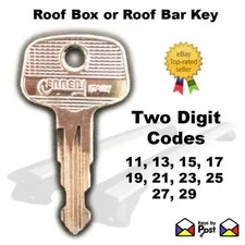 Ford & Vauxhall VW Land Rover Roof Bars, Key, Code 11 13 15 17 19 21 23 25 27 29