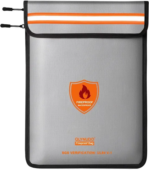 Fireproof Document Pouch - 15"x11" with Reflective Strip for Emergencies