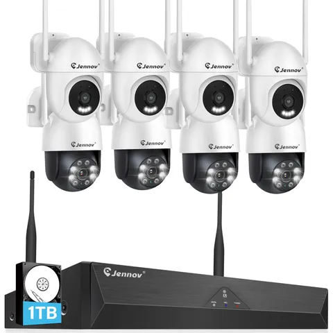 JENNOV 5MP Home WiFi Security Camera System Outdoor 1TB HDD 10CH NVR Audio Kit