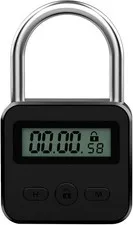 "Metal Timer Lock-Electronic Time Padlock with LCD Display-USB Rechargeable(Blac