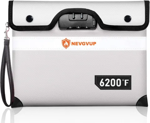 Upgraded 6200°F Fireproof Money Bag with Lock, Fireproof Bag w. Zipper/Reflectiv