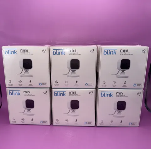 6 Piece Lot Blink Mini Indoor Plug-In Live HD Smart Security Camera, Sealed Box.