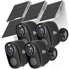 4Pack 5G/2.4G Solar Security Cameras Wireless Outdoor, 2K Battery Camera w/So...