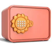 Pink Sunflower Mini Steel Safe with Auto Door & Coin Slot, Small Safe Box for...