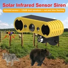 Solar Motion Sensor Alarm Outdoor Waterproof Farm Voice Security Siren Light