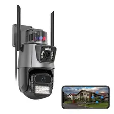 PTZ WiFi Outdoor security 2X3MP Dual Lens Linkage Camera 2.4/5G Security Came...
