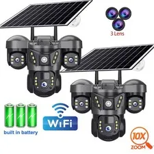 NEW Solar Battery Wireless WiFi Outdoor Pan/Tilt Home Security Camera System US